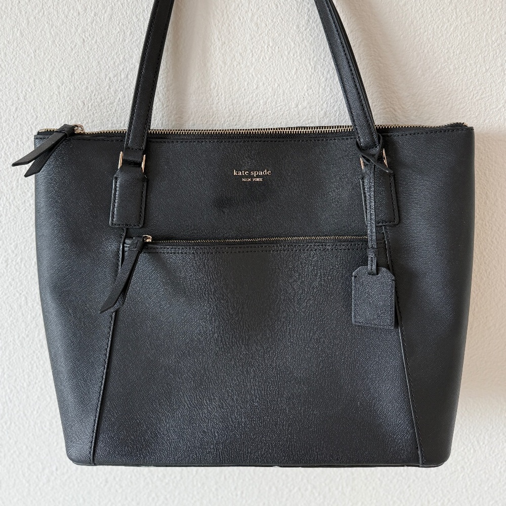 Kate Spade Black Saffiano Leather Large Tote Bag - Work & Travel Essential
